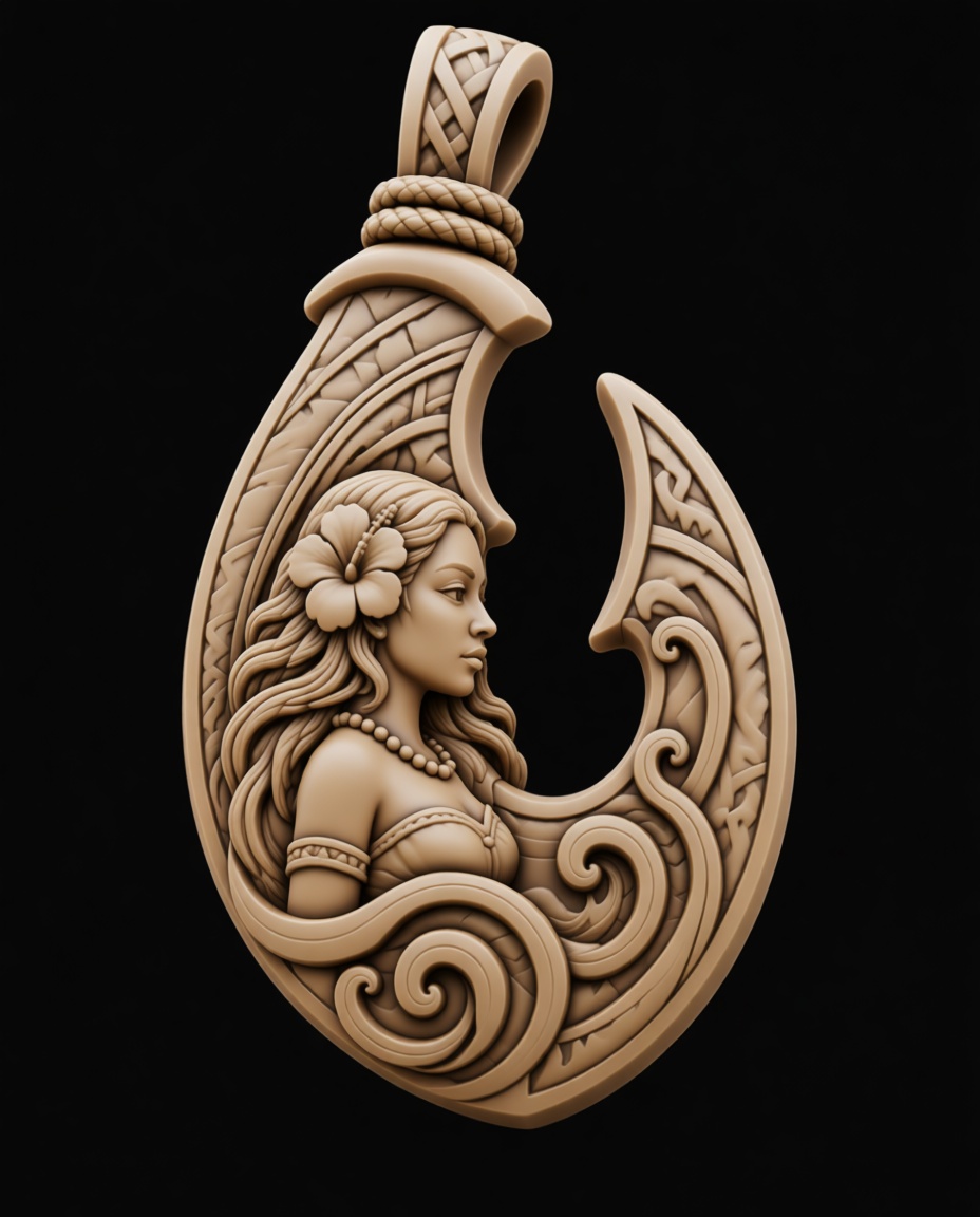 Polynesian Woman Pendant free 3D printable STL