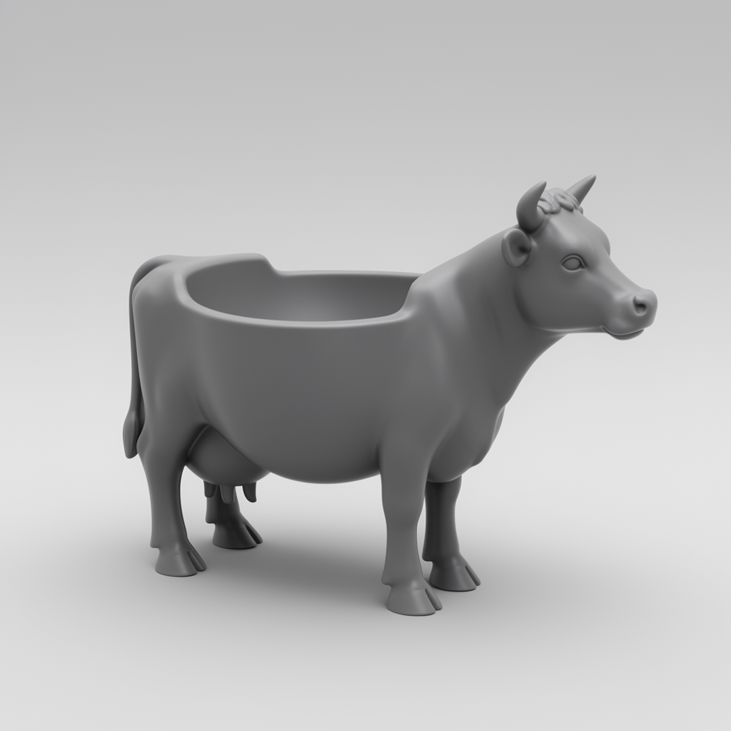 Cow Cereal Bowl Figurine free 3D printable STL