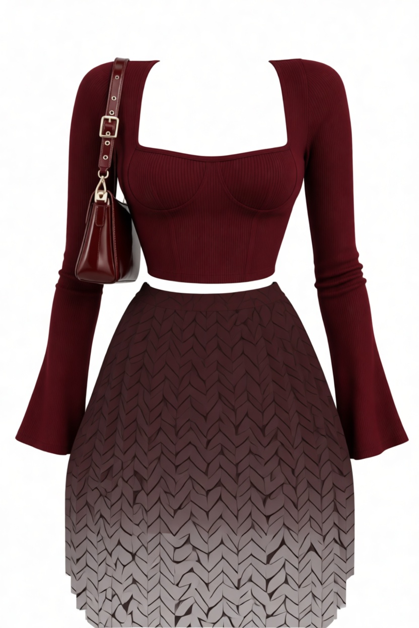 Ribbed Crop Top and Skirt Set free 3D printable STL