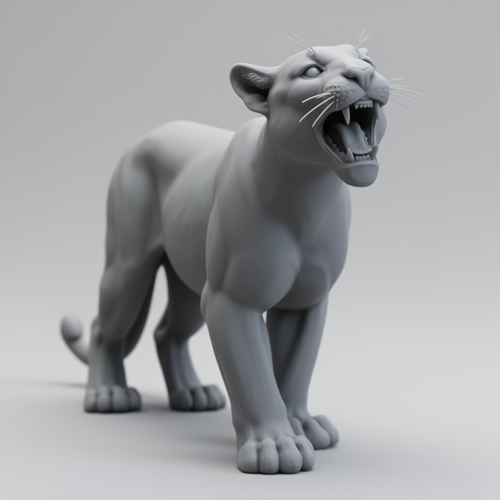 Mountain Lion Roaring Figurine free 3D printable STL