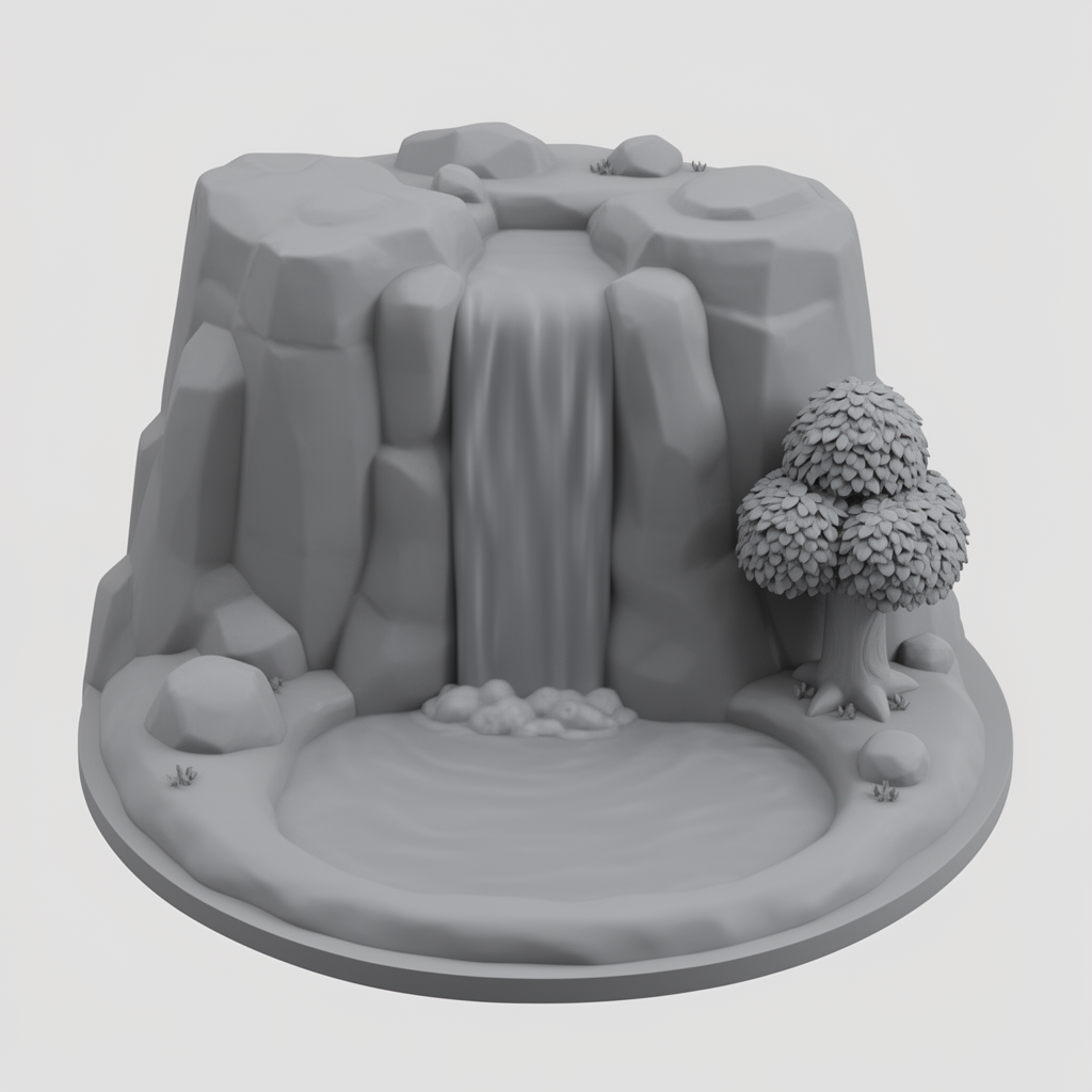 Animal Crossing Waterfall Scene free 3D printable STL
