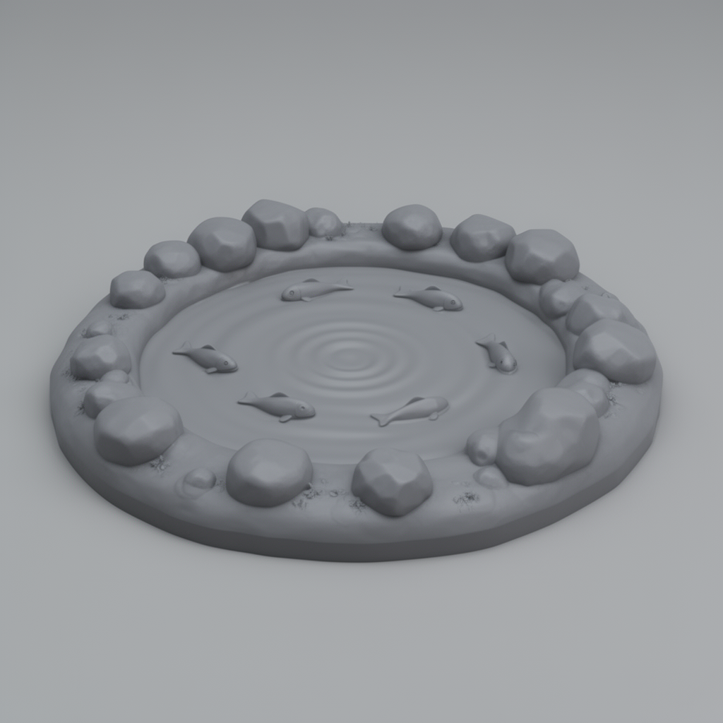Animal Crossing Pond Diorama free 3D printable STL