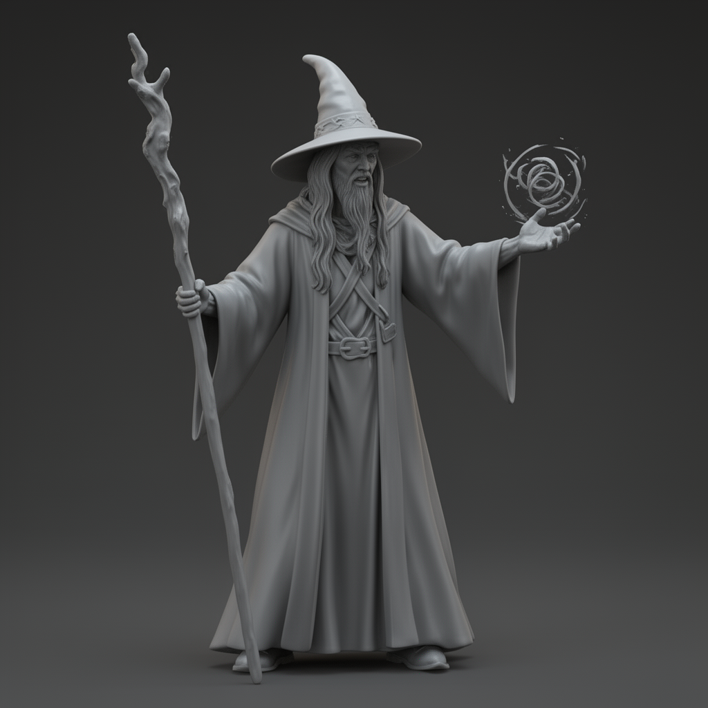 Wizard Casting Spell Figurine free 3D printable STL