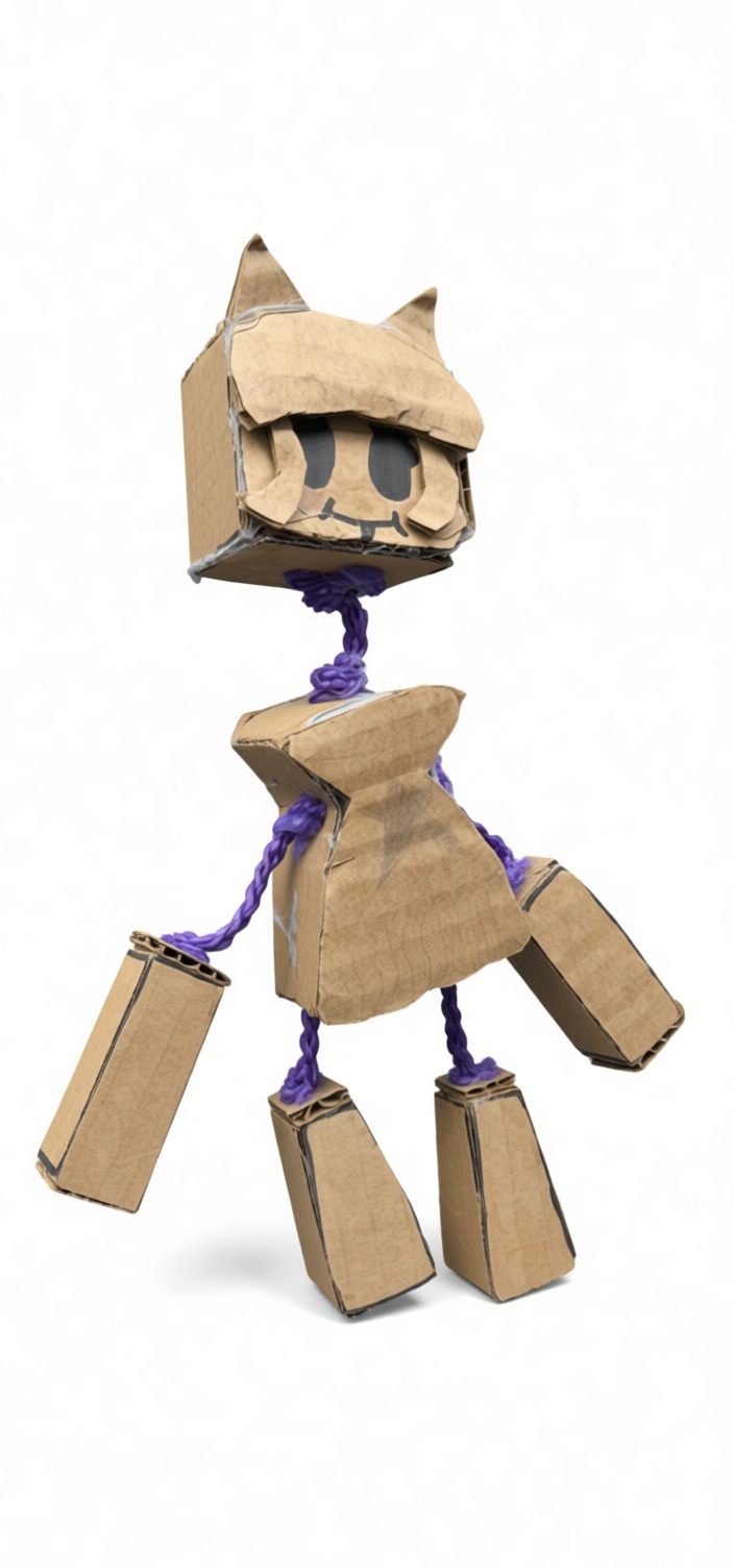 Cardboard Cat Robot Figurine free 3D printable STL