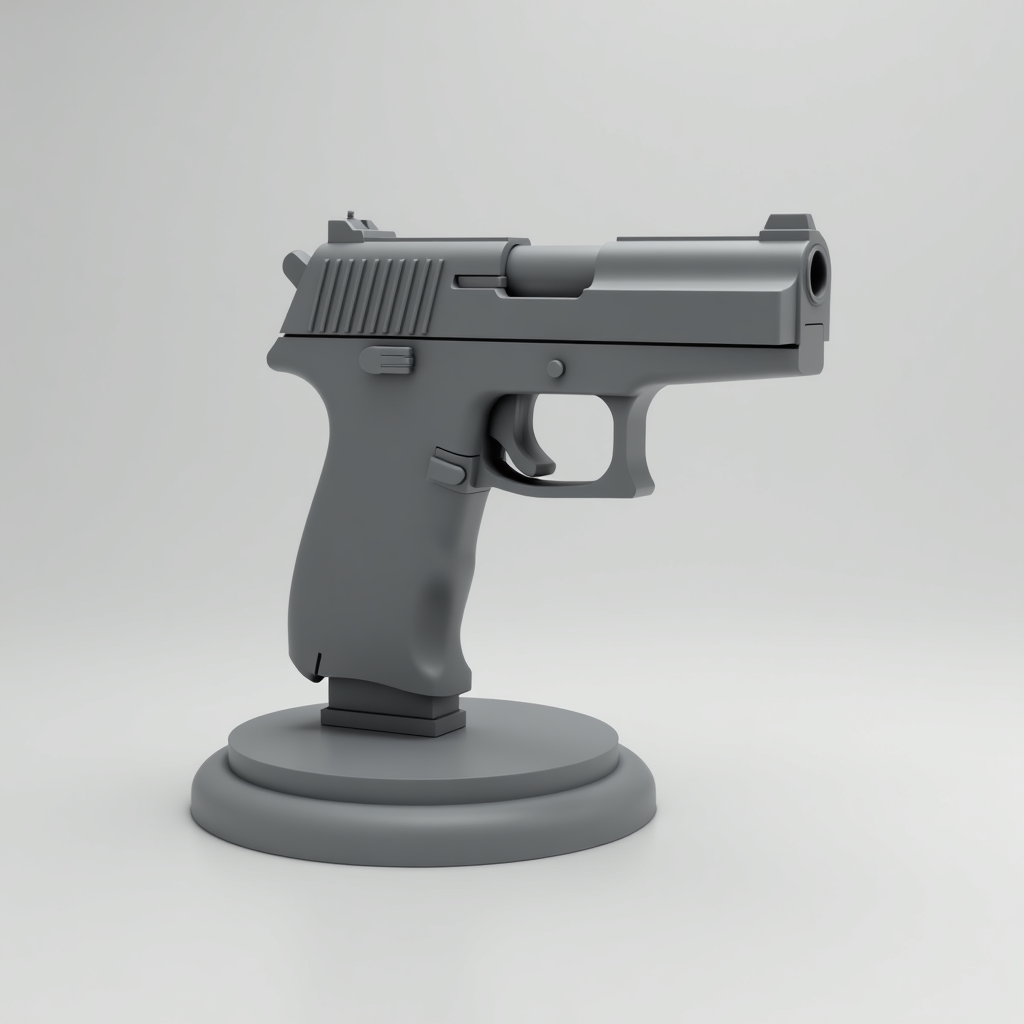 Realistic 3D Pistol Model free 3D printable STL