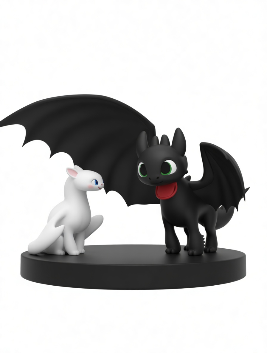 Toothless and Light Fury Figurines free 3D printable STL