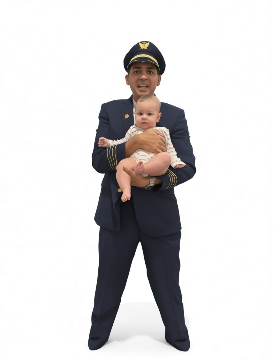 Pilot Holding Baby Figurine free 3D printable STL