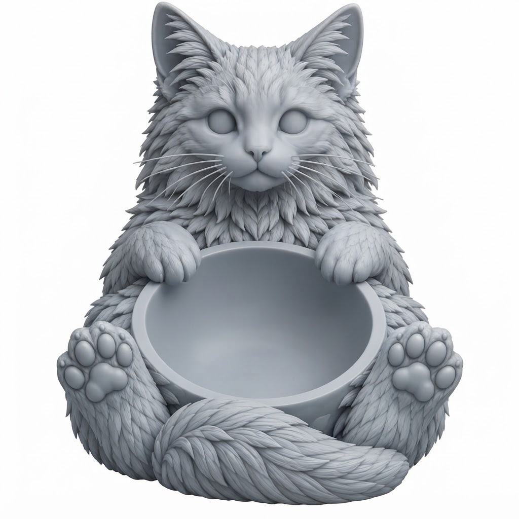 Maine Coon Cat Bowl Holder free 3D printable STL