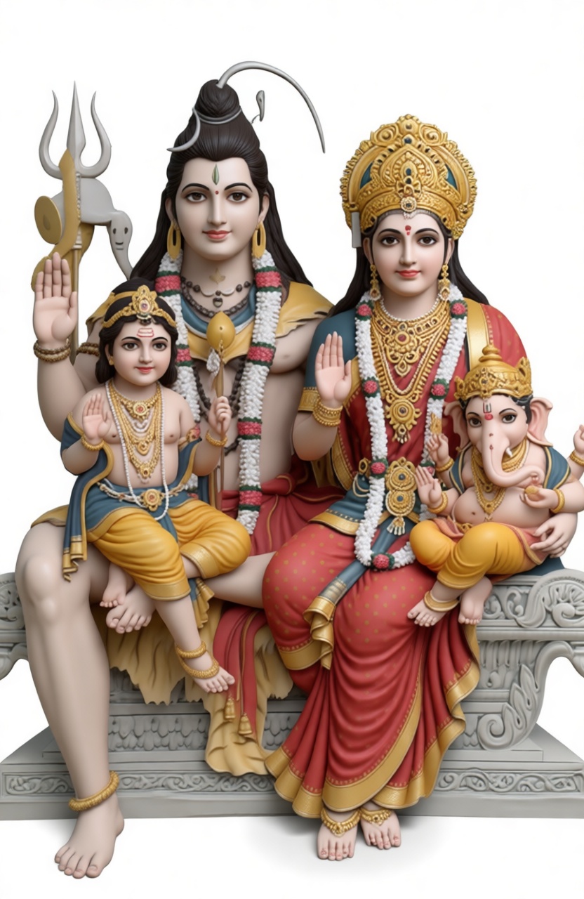 Shiva Parvati Family Statue free 3D printable STL
