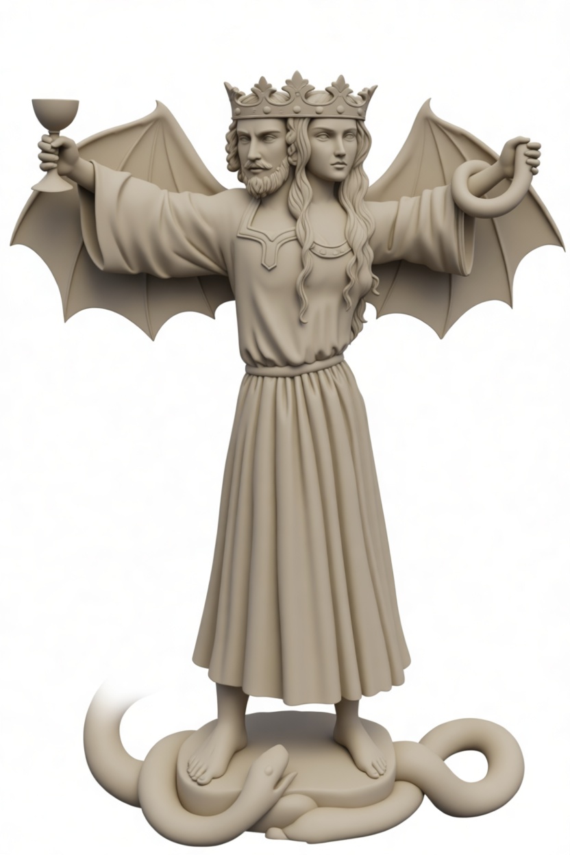 Androgynous Dual-Headed King Statue free 3D printable STL