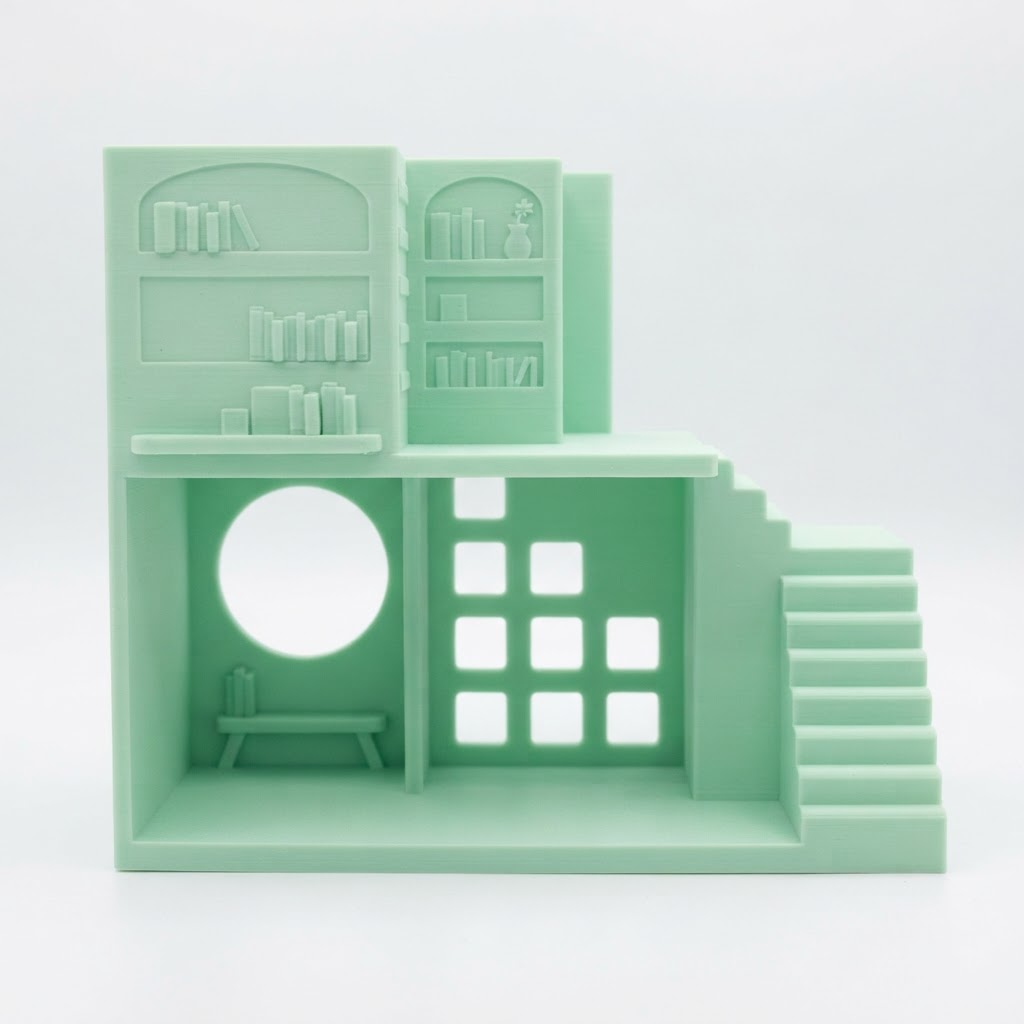 Miniature Modern Bookshelf Model free 3D printable STL