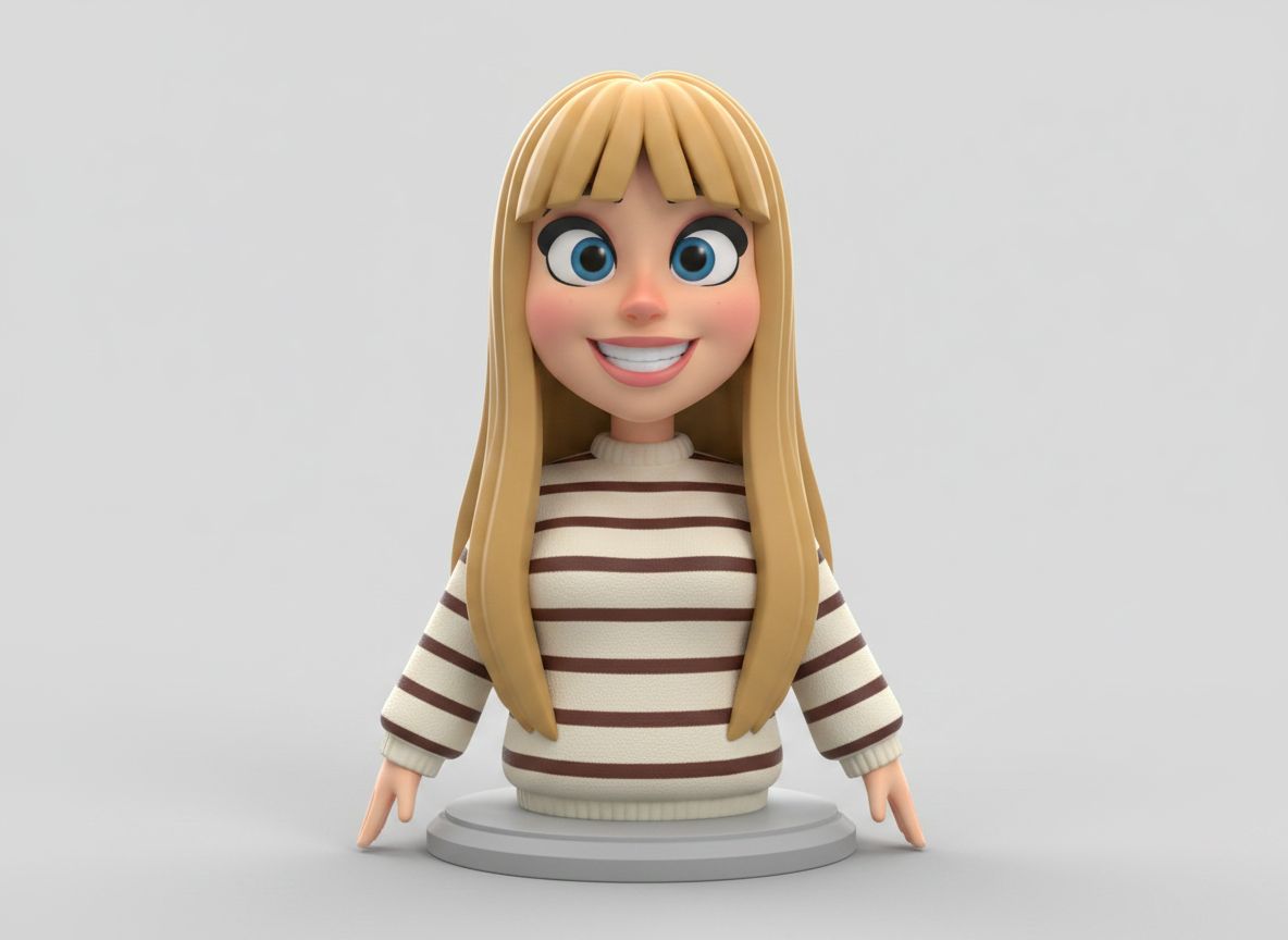 Blonde Cartoon Girl Bust free 3D printable STL