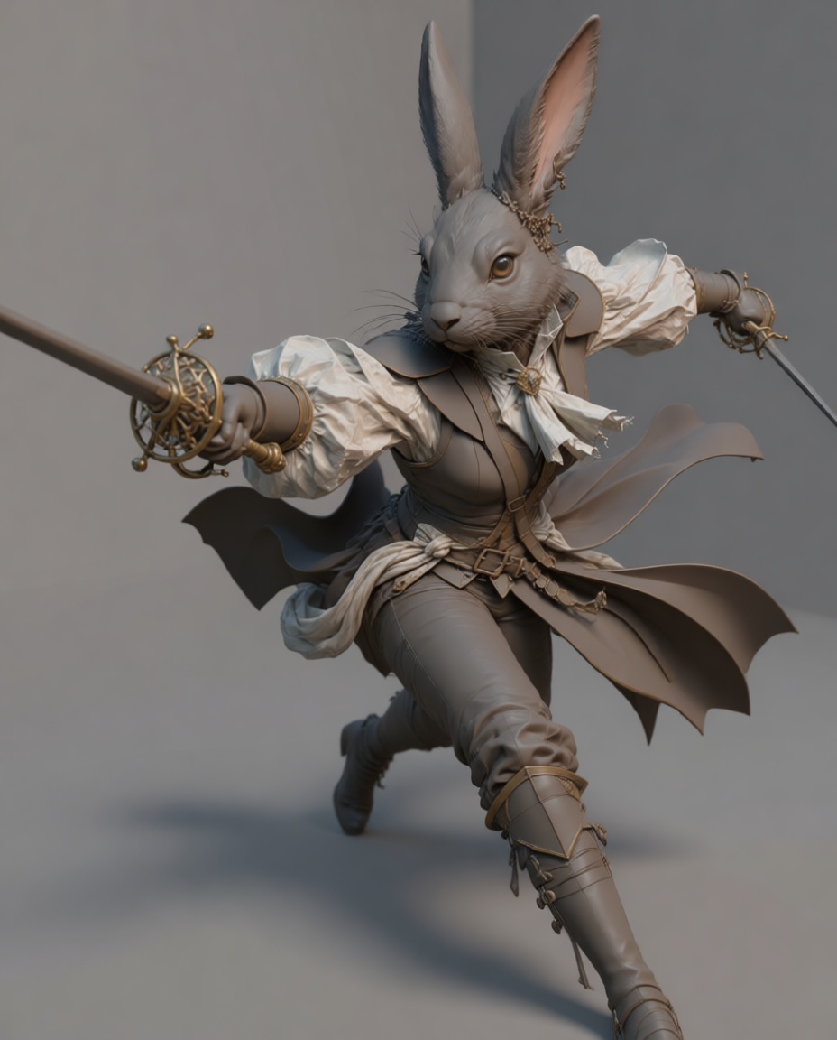 Fencer Rabbit Figurine free 3D printable STL