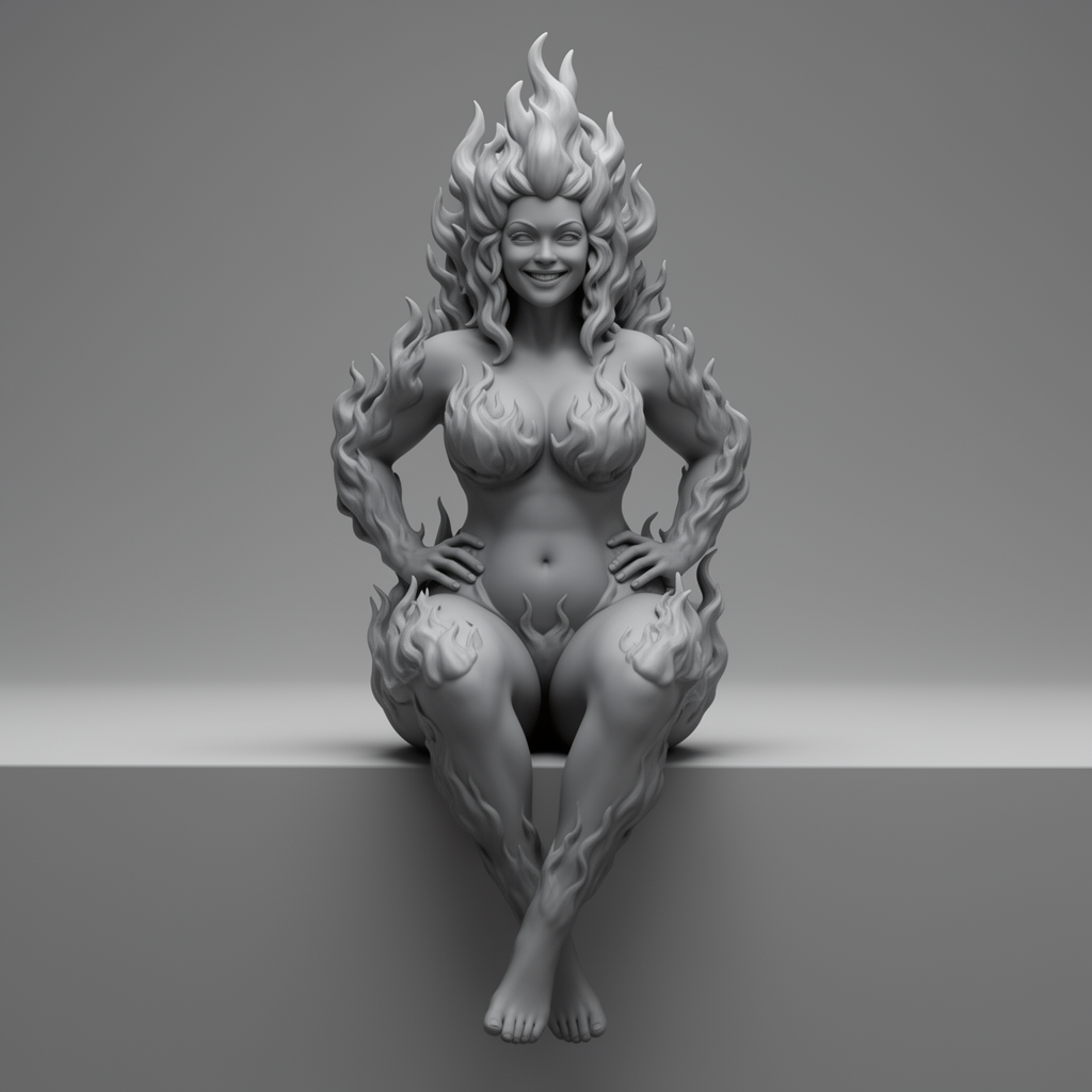 Fire Sprite Woman Figurine free 3D printable STL