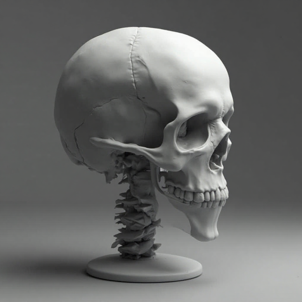Human Skull Head Sculpture free 3D printable STL