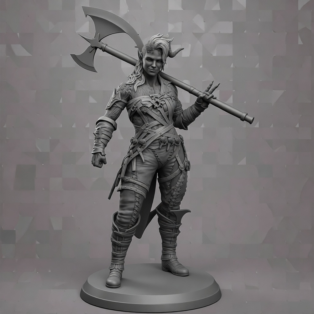 Tiefling Warrior Figurine free 3D printable STL