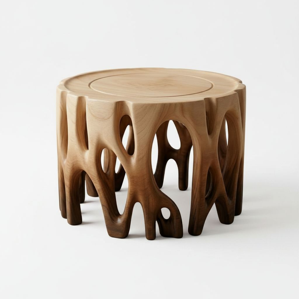 Organic Wood Stool free 3D printable STL
