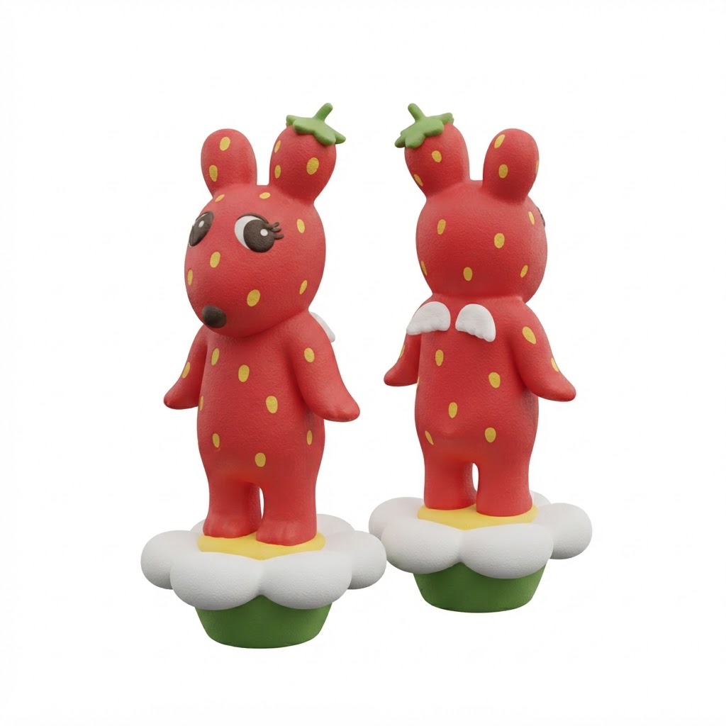 Strawberry Bunny Figurine free 3D printable STL
