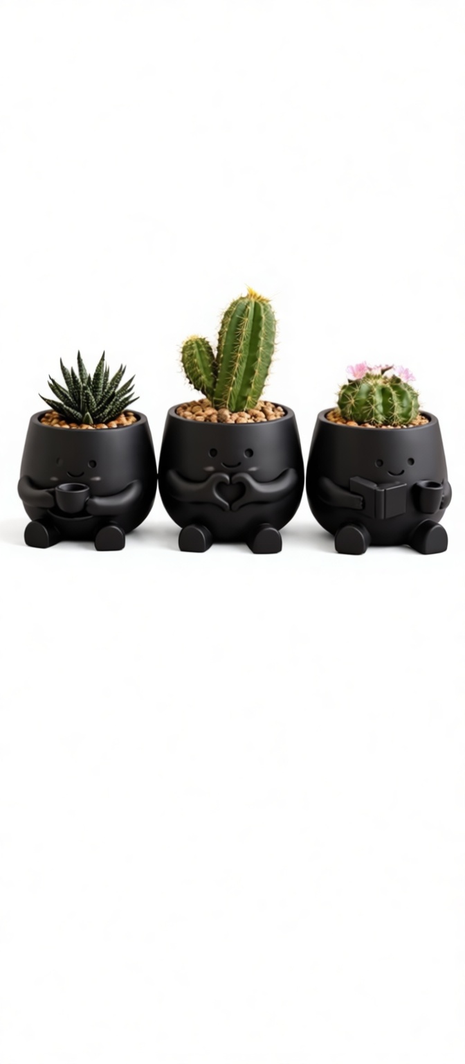 Cute Character Planter Set free 3D printable STL