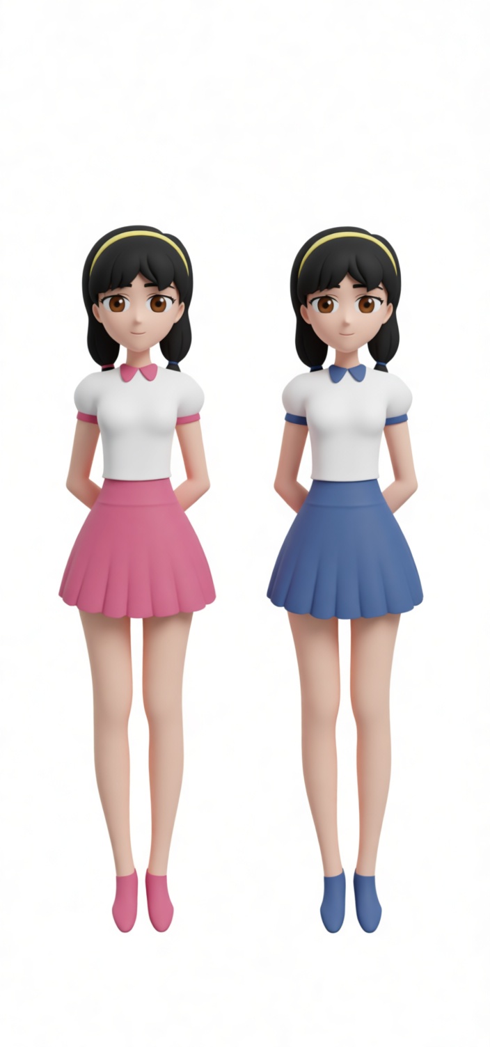 Anime Schoolgirl Figurines free 3D printable STL