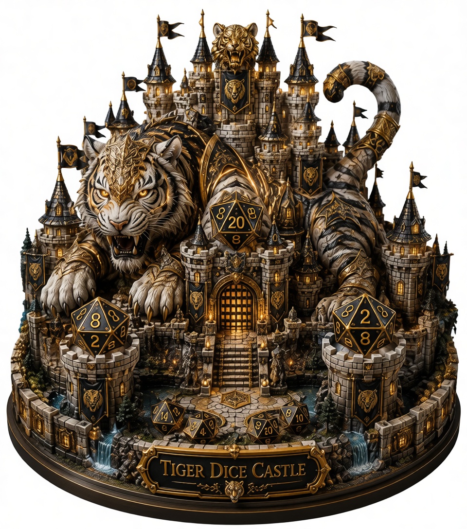 Tiger Dice Castle Sculpture free 3D printable STL