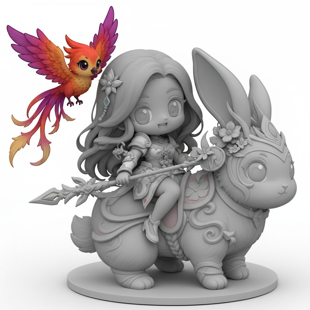 Fantasy Girl Bunny Rider Figurine free 3D printable STL
