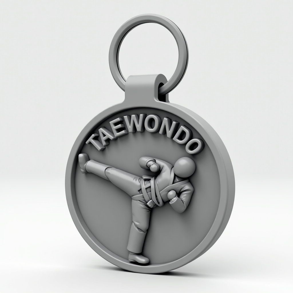 Taekwondo Fighter Key Ring free 3D printable STL