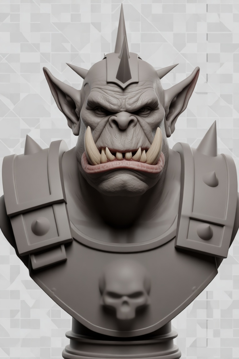Orc Warrior Bust free 3D printable STL