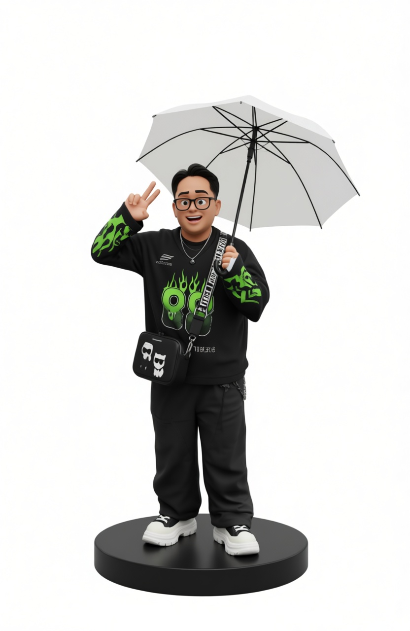 Young Man Figurine with Umbrella free 3D printable STL