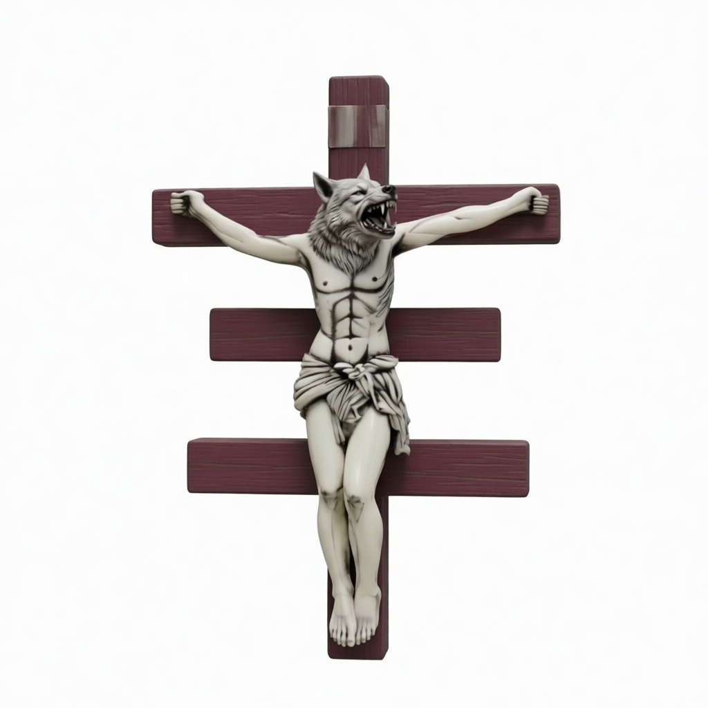 Wolf Head Crucifix Figurine free 3D printable STL