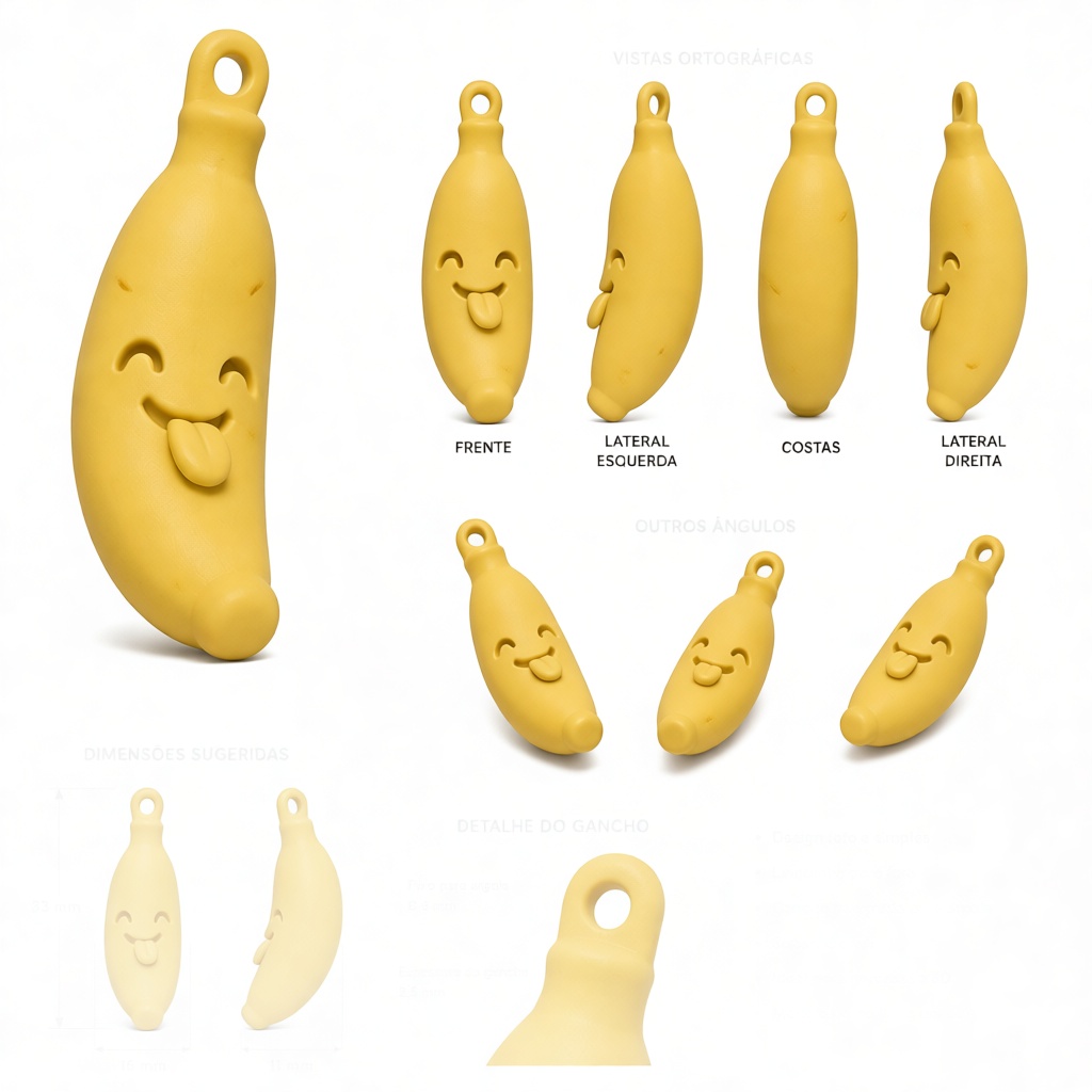 Smiling Banana Keychain Figurine free 3D printable STL