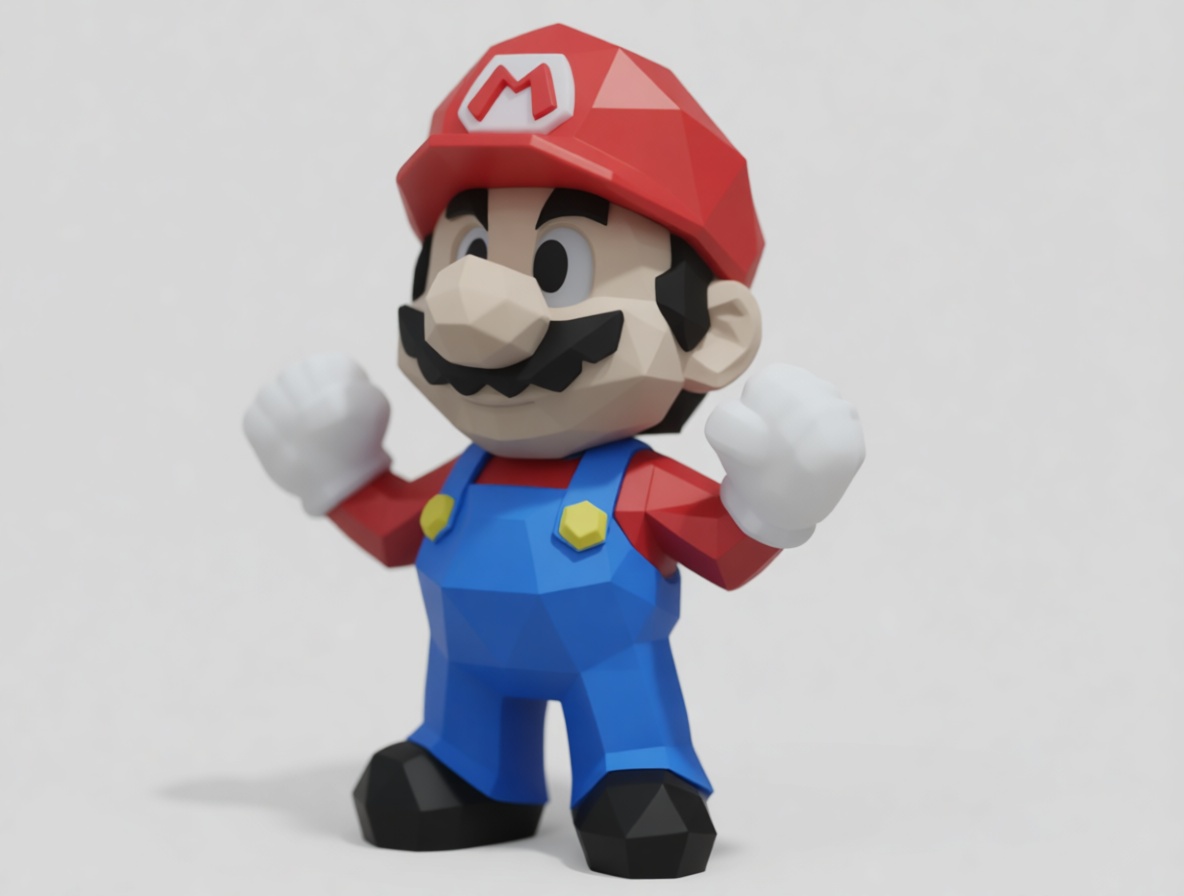 Mario Low Poly Figurine free 3D printable STL