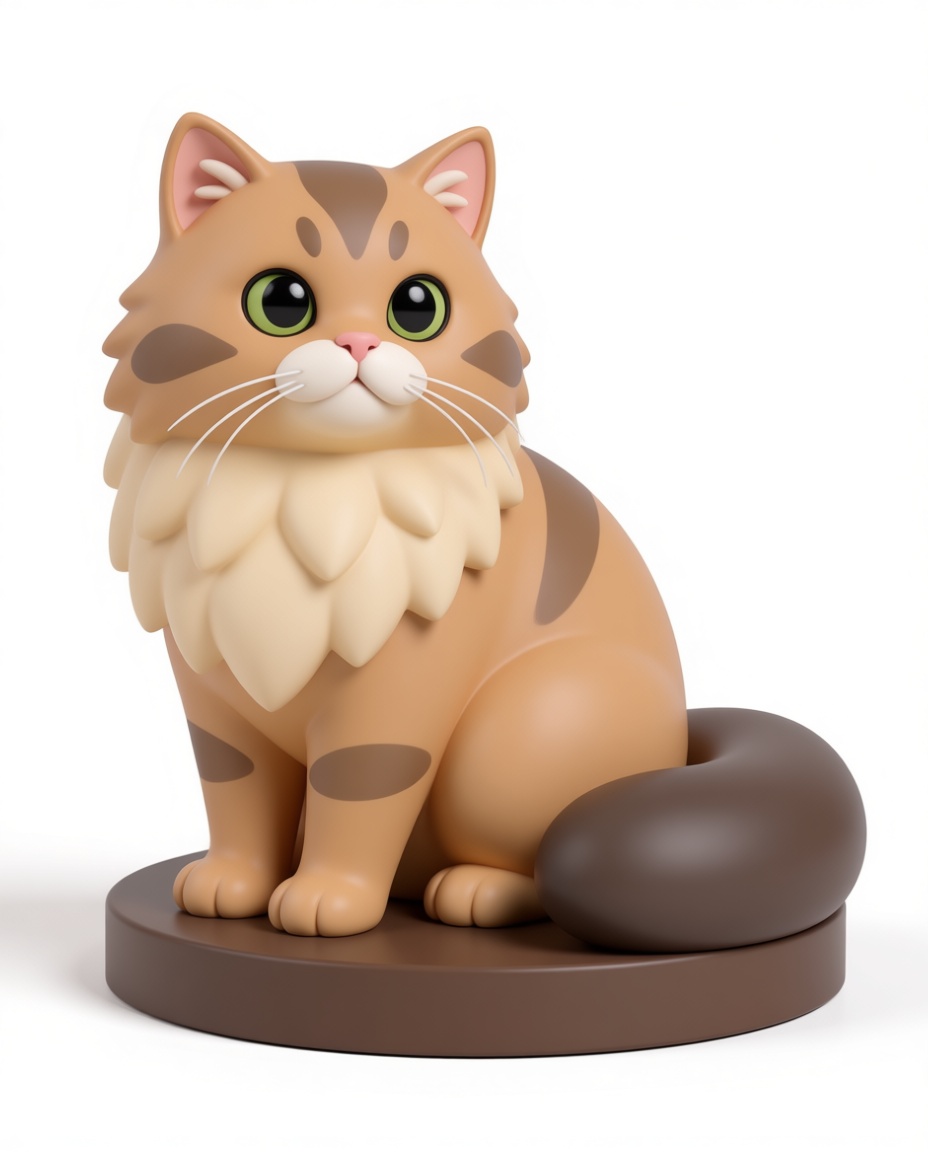 Fluffy Tabby Cat Figurine free 3D printable STL