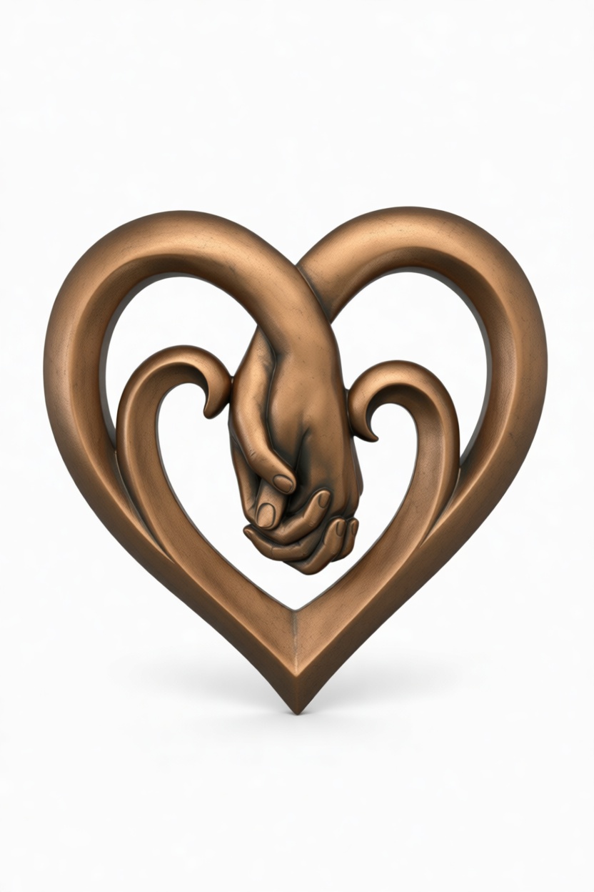 Holding Hands Heart Sculpture free 3D printable STL