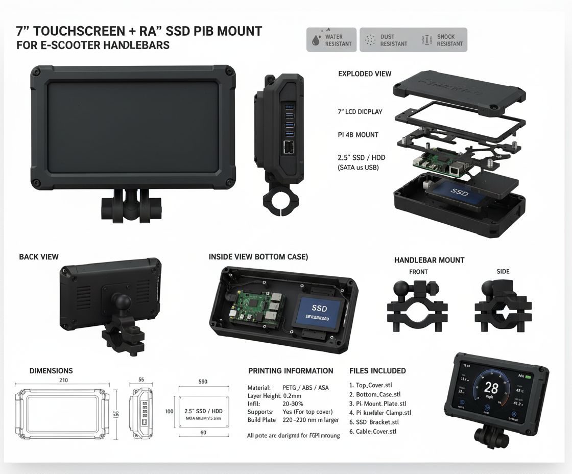 7 Inch Touchscreen Mount free 3D printable STL
