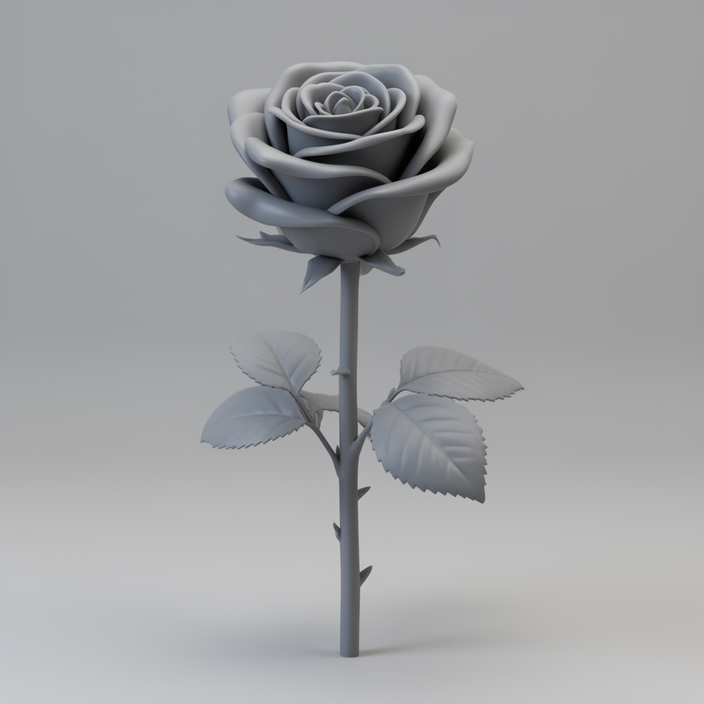 Rose with Leaves Sculpture free 3D printable STL