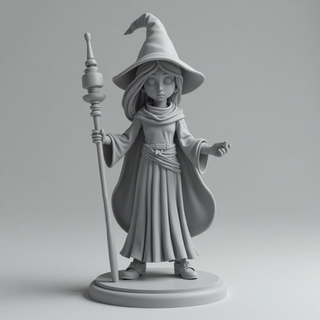 Young Female Wizard Figurine free 3D printable STL