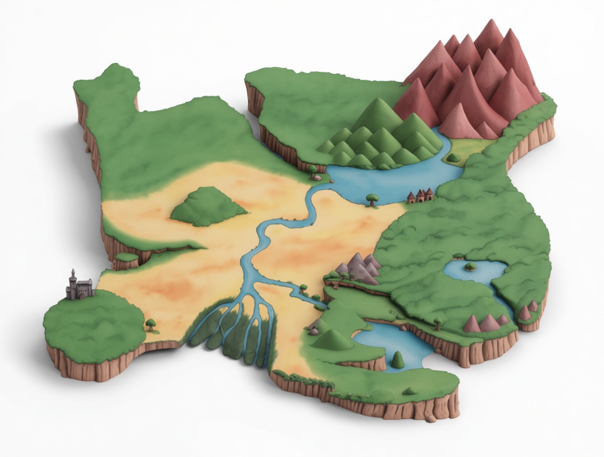 Fantasy Map Terrain Model free 3D printable STL