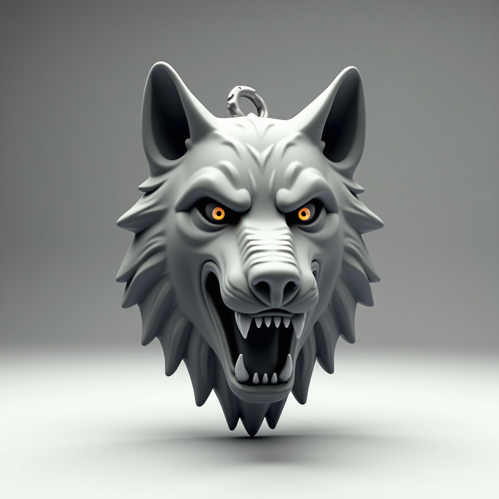 Fierce Wolf Head Keychain free 3D printable STL