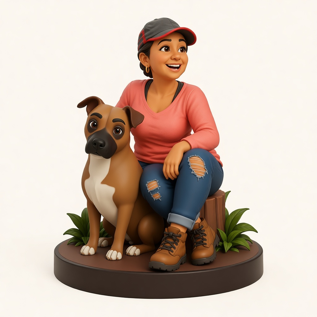 Woman Sitting with Boxer Figurine free 3D printable STL