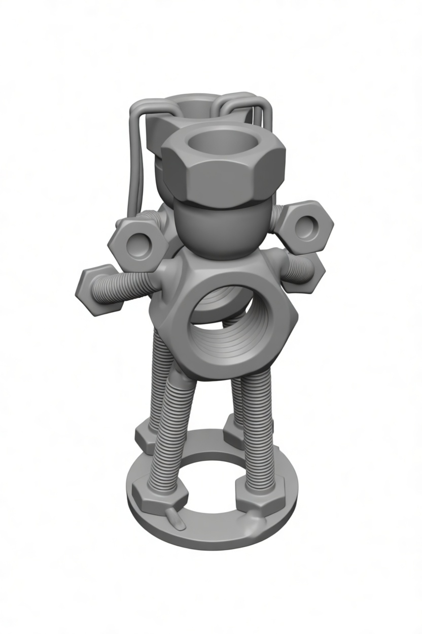 Nut and Bolt Robot Figurine free 3D printable STL
