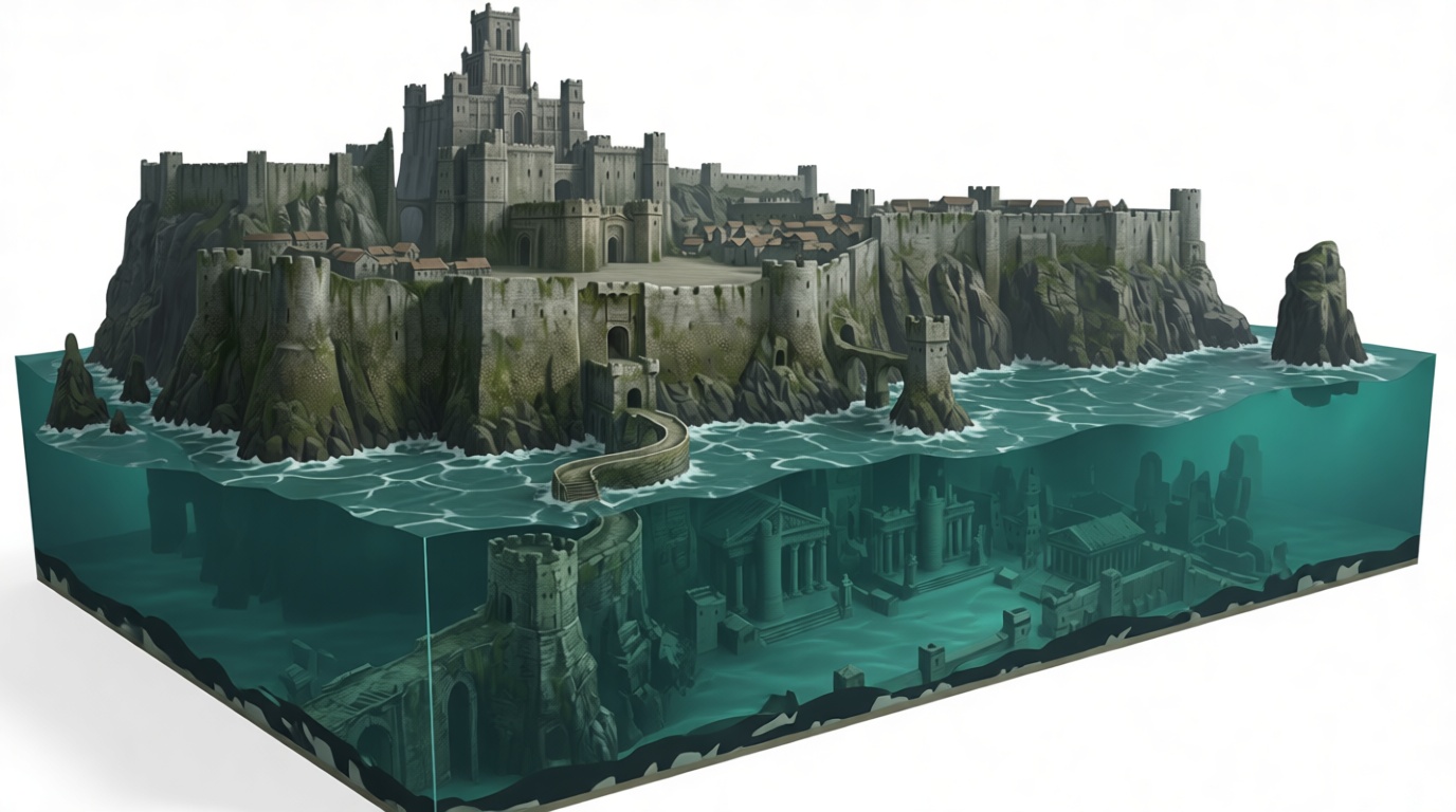 Castle and Underwater Ruins Model free 3D printable STL