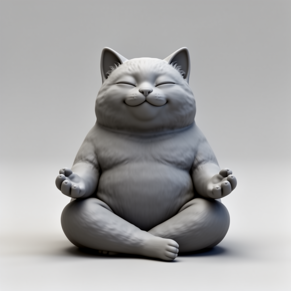 Meditating Chunky Cat Figurine free 3D printable STL