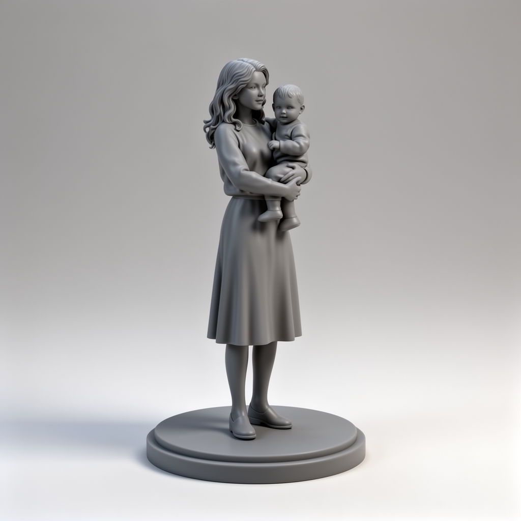 Young Woman with Baby Figurine free 3D printable STL