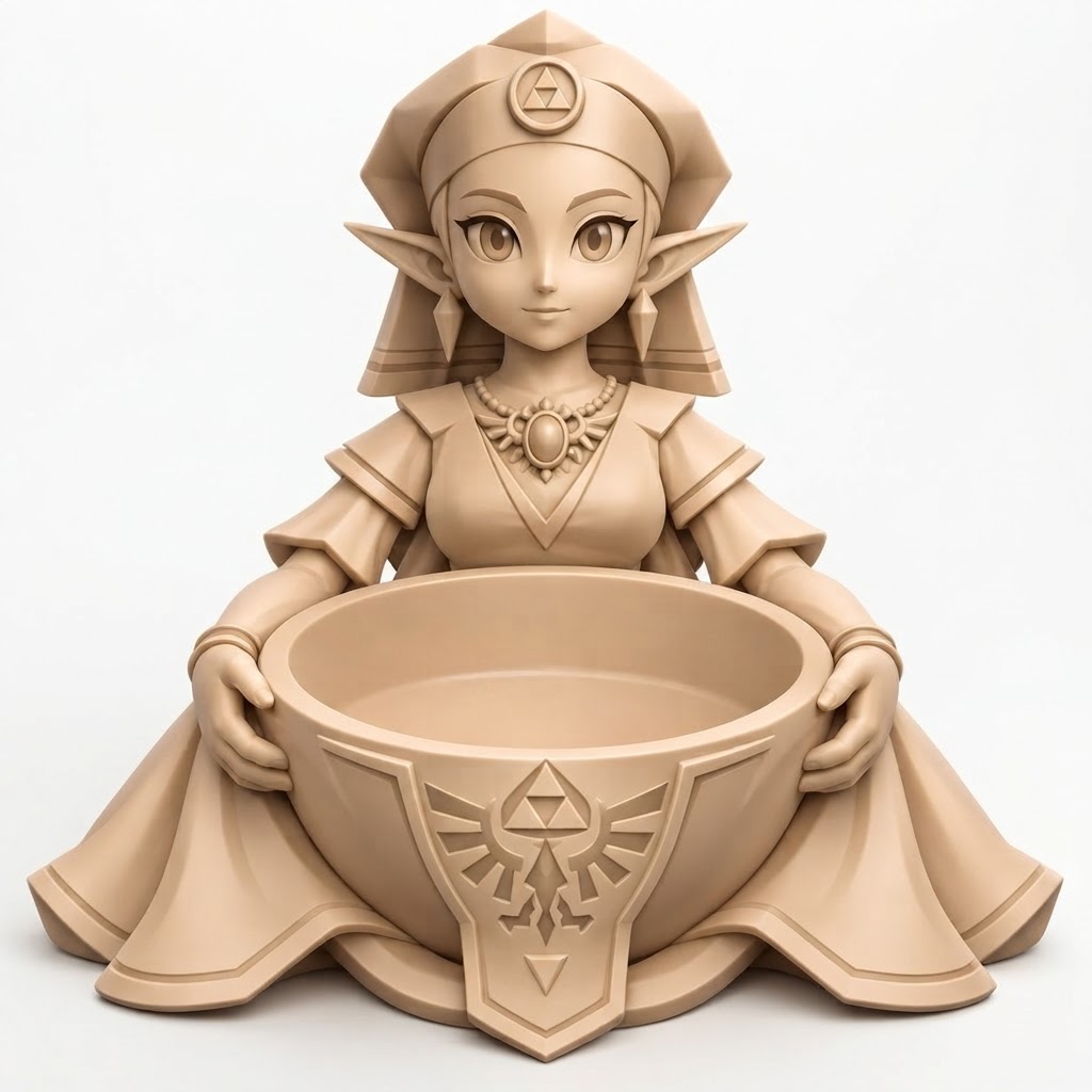 Zelda Decorative Bowl Statue free 3D printable STL
