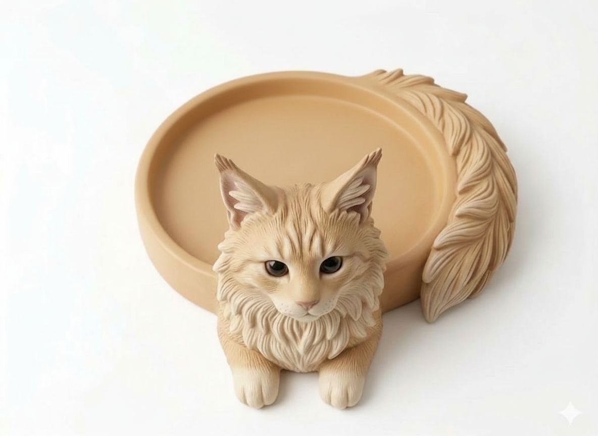 Maine Coon Cat Dish free 3D printable STL