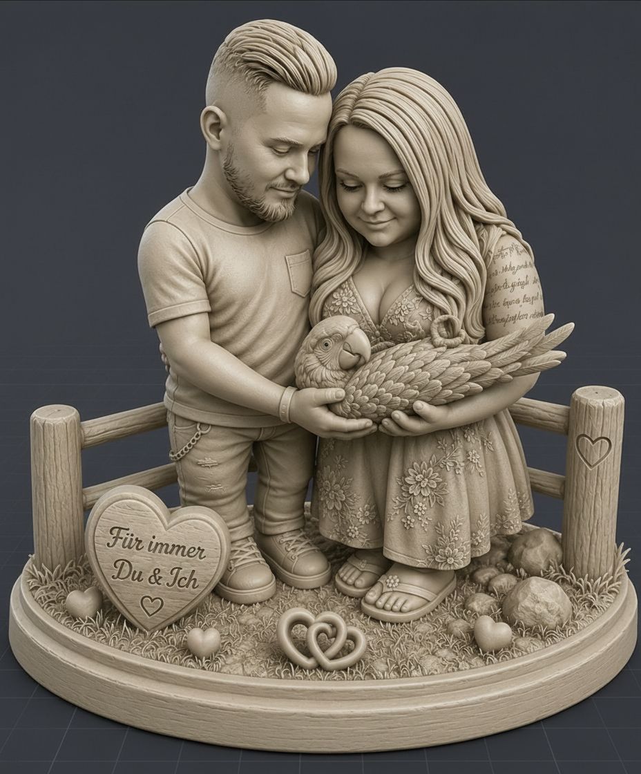 Couple Holding Parrot Figurine free 3D printable STL