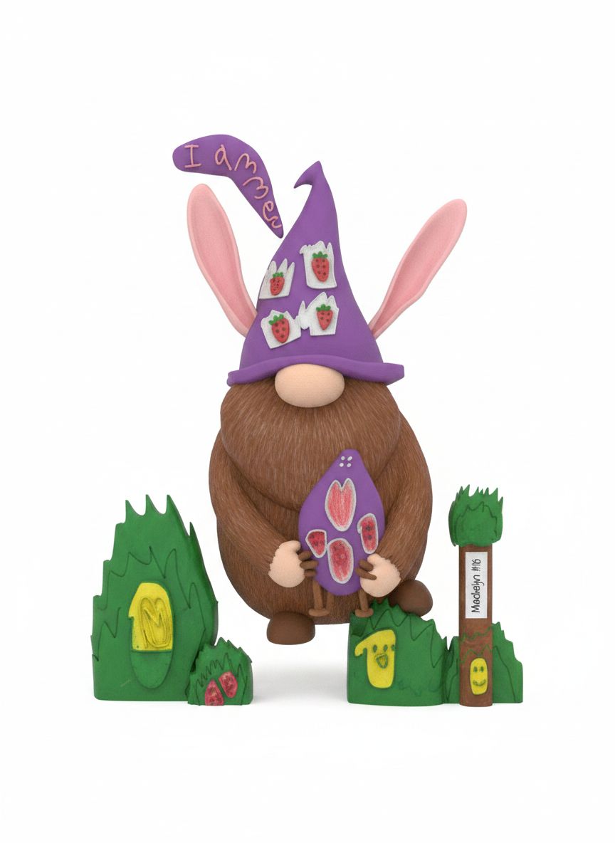 Gnome with Bunny Ears Figurine free 3D printable STL