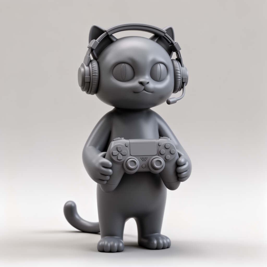 Gaming Cat Figurine free 3D printable STL