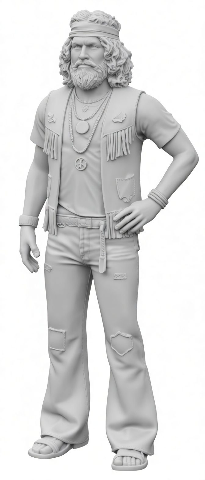 1970s Hippie Figure free 3D printable STL